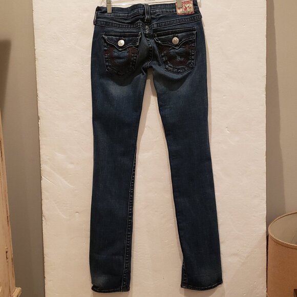 Vintage True Religion Low Waist Distressed Blue Jeans Size 27 - Picture 4 of 12